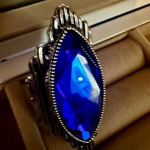 Elegant Blue Silver Women's Ring
